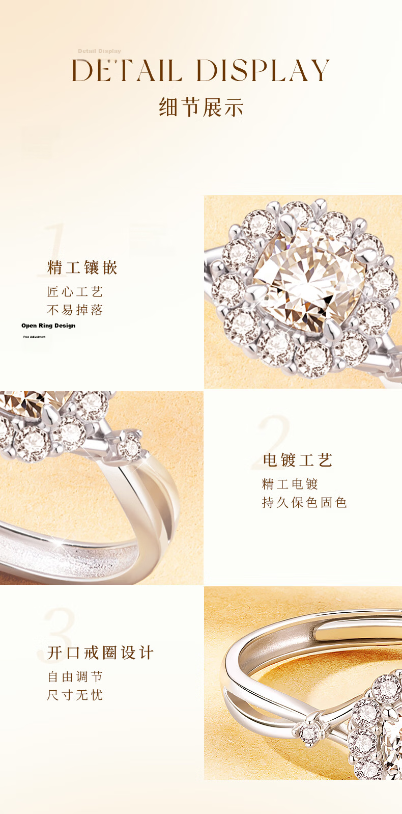 GLTEN Sugar Cube Engagement Ring Diamond Silver Ring for Women 2026 New Qixi Festival Valentine's Day Gift for Girlfriend Wife 10
