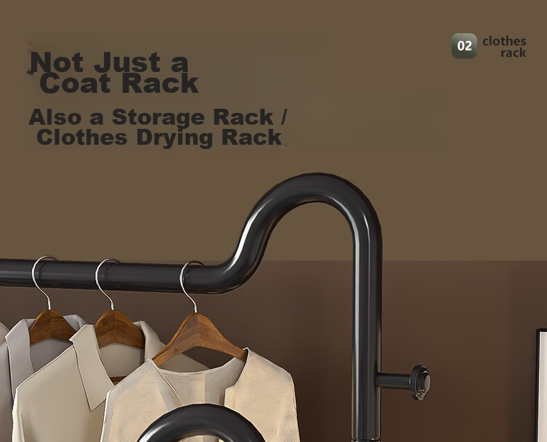 Nanye Floor-Standing Clothes Rack, Indoor Coat Hanger, Bedroom Clothes And Hat Stand, Dormitory Drying Rack, Simple Storage YJM-12BL 4