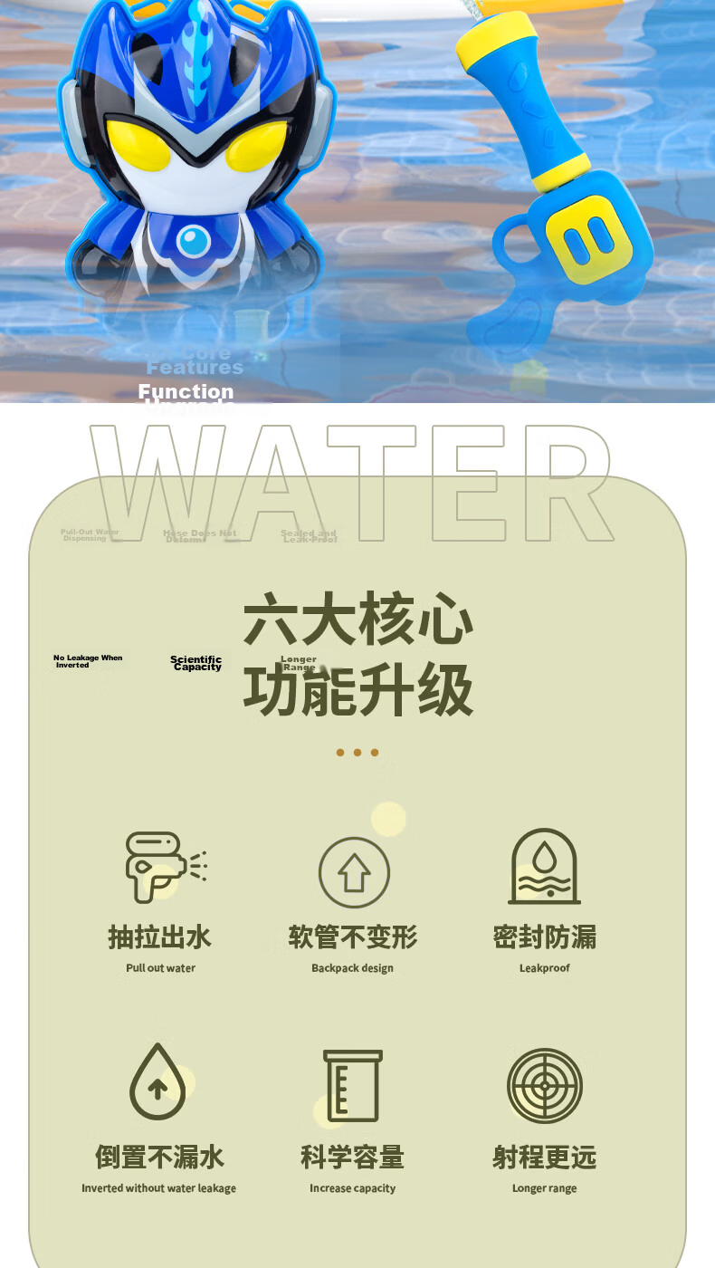 Aichiyu Kids and Adults Backpack Pull-Out Air Pump Water Gun Unicorn Spray Floating Water Toy for Boys and Girls 2