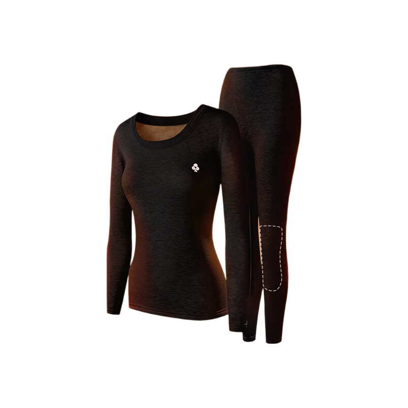 Youkeshu Women's Thermal Underwear Set Thickened Double-Layer Cashmere Silk Seamless Breathable Autumn Top and Bottom