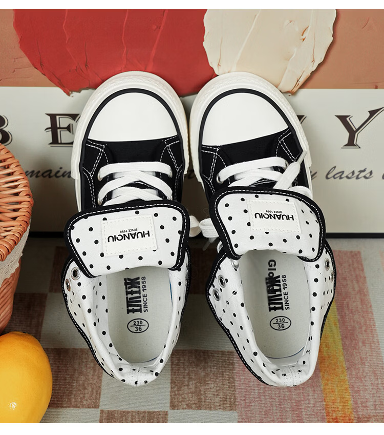 HUANQIU Women's Canvas Shoes 2026 New Spring Autumn Campus Sweet Durable Lightweight Breathable Casual Sneakers 26