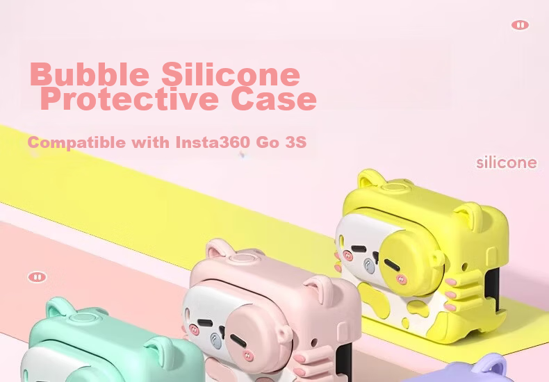 CHENSONG Silicone Protective Case for Insta360 GO3S Camera, Shockproof Yellow Cover Accessories 1