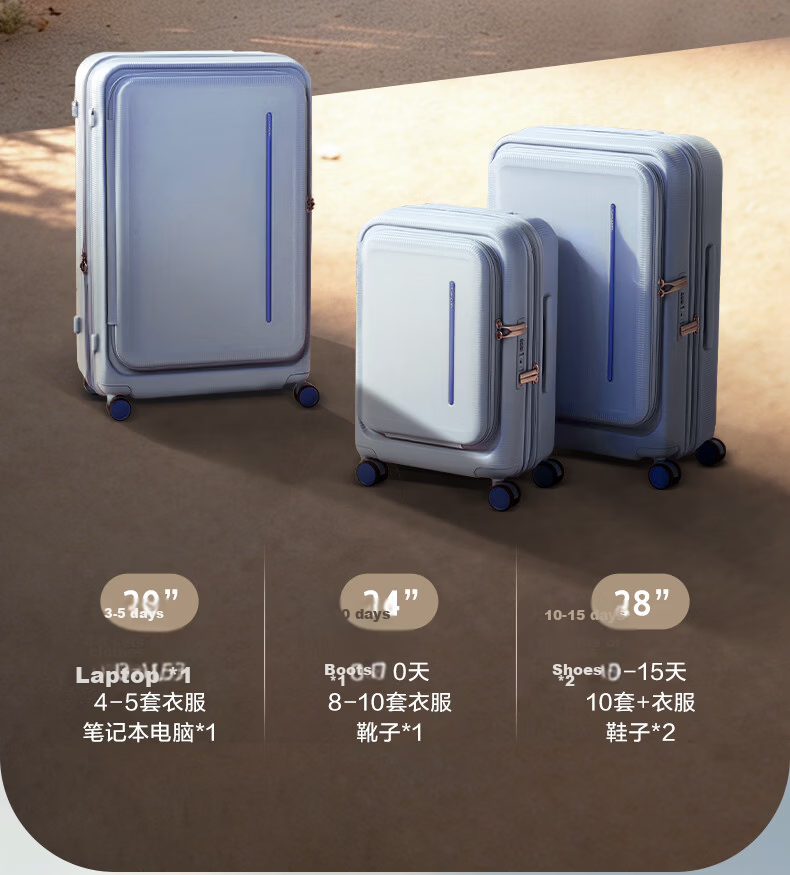 Xinxiuli Luggage 20-Inch 2026 New Model Suitcase with Front Opening, Travel Case, Leather Trunk, Password Lock Carry-On Suitcase US8 Pink 5