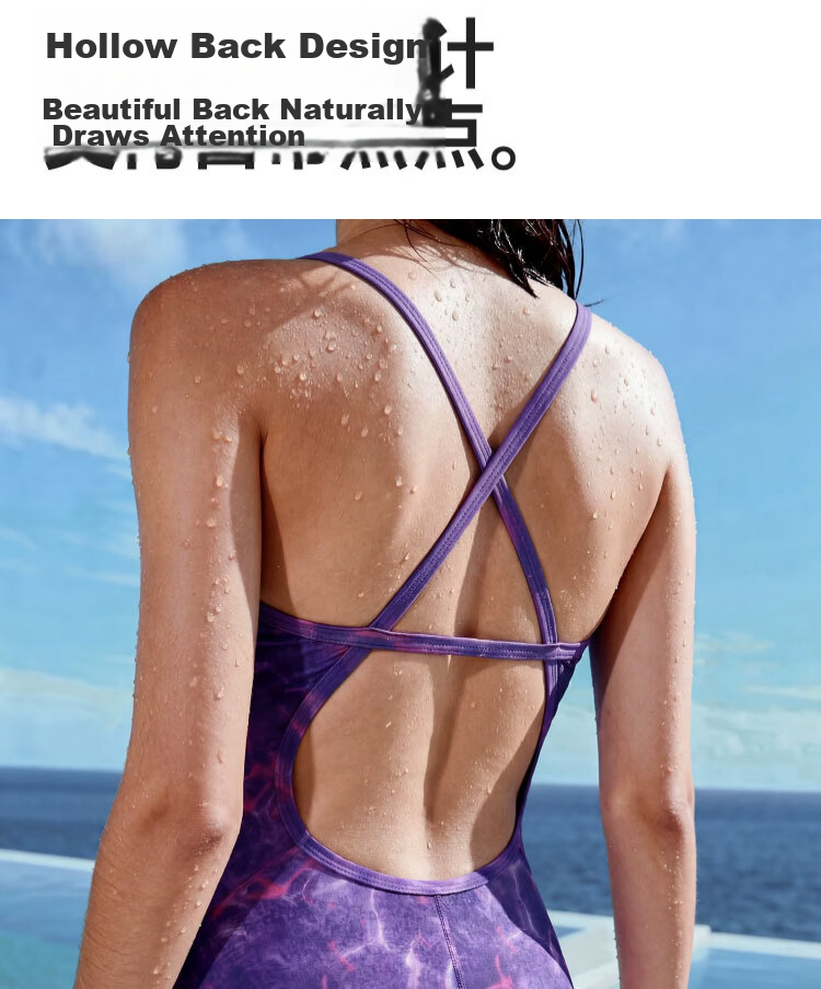 MIZUNO Women's One-Piece Triangle Sleeveless Sunscreen Thermal Spring Swimming Suit Quick-Dry Chlorine-Resistant Racing Swimsuit AC371 Purple S 13