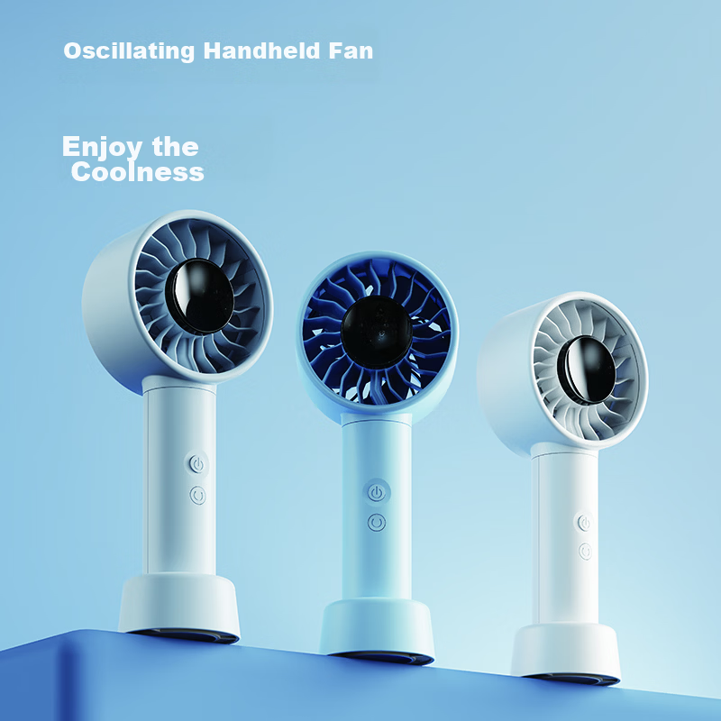 AIMIKU 2026 New Handheld Mini Fan Desktop Oscillating Portable Rechargeable High-Speed Quiet Cooling Device Gray