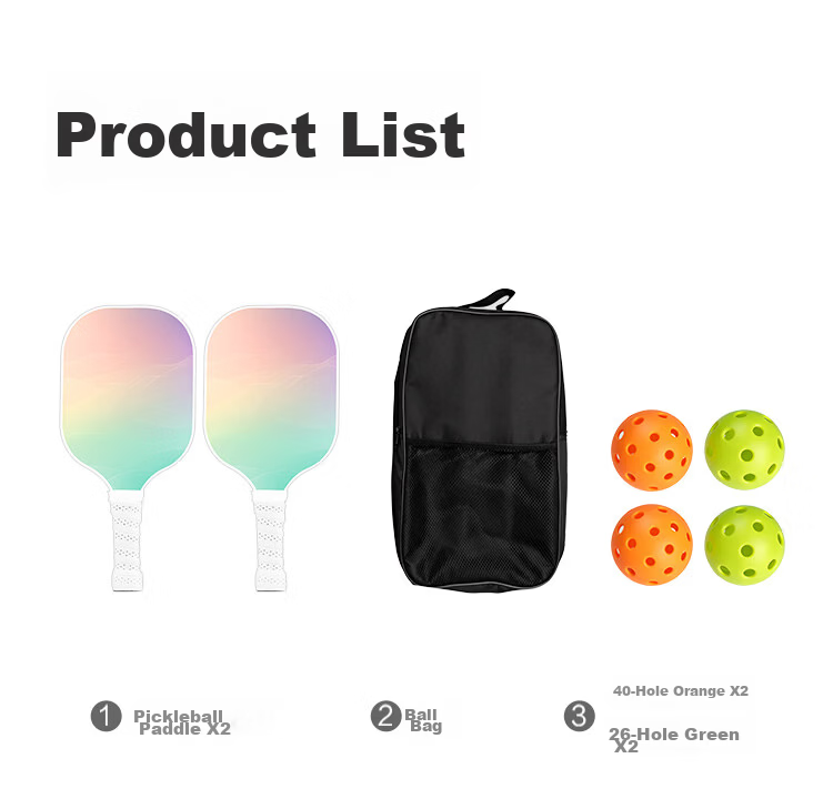 JD Jingzao Pickleball Paddle High Elastic Durable Portable Set Aurora Black Includes 4 Professional Pickleballs and 1 Paddle Bag 12