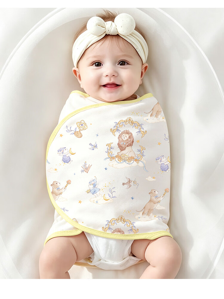 Aibao Baby Anti-startle Sleeping Bag Pure Cotton Dual-use Swaddle Blanket Baby Wrap Sleep Aid Yunxi Lion S635 15