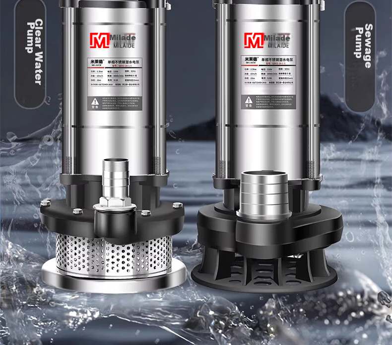 Milade Submersible Pump Household Well Water Pump 220V Stainless Steel Agricultural Sewage Pump Irrigation High Flow High Lift 9