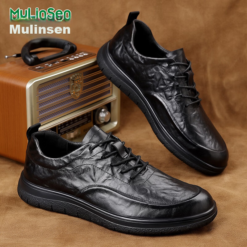 Mulinsen First Layer Cowhide Men's Shoes New British Style Genuine Leather Business Casual Commuter Derby Shoes
