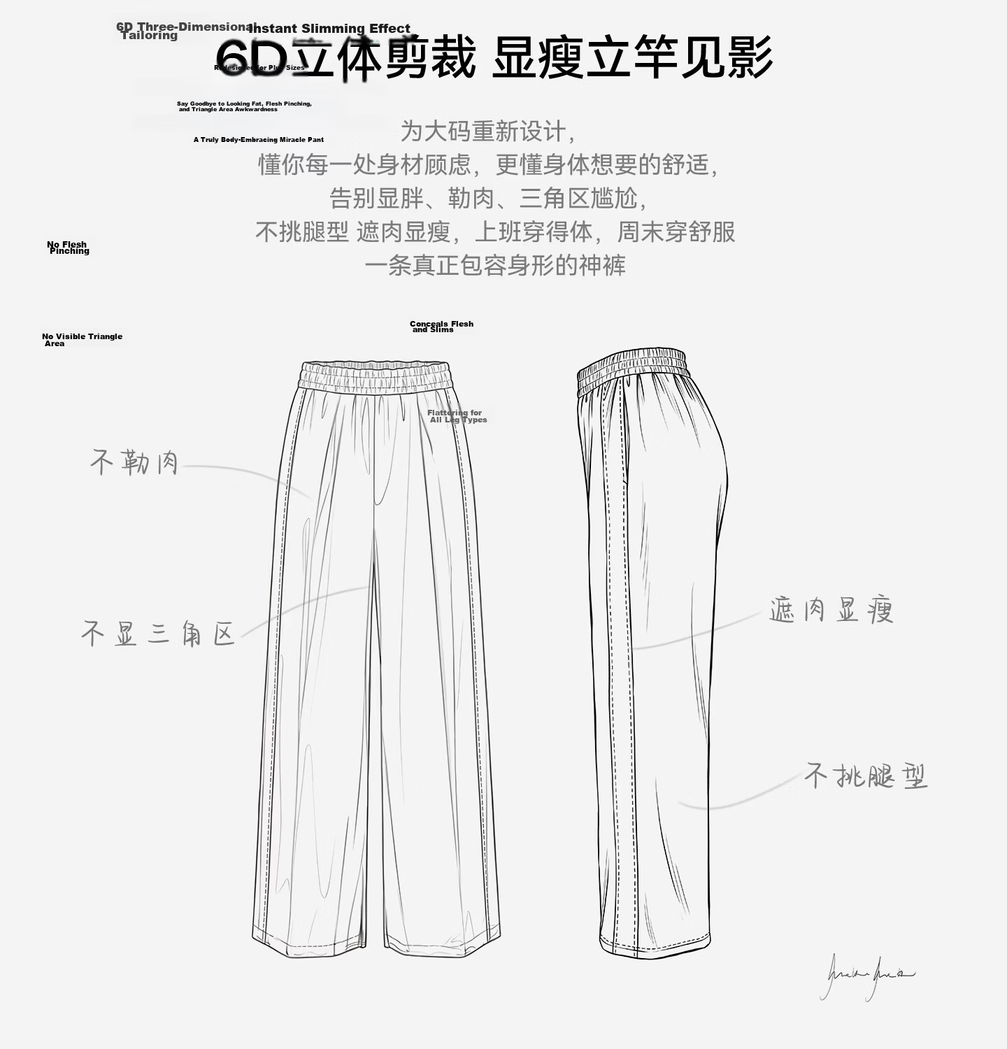 Guniangjia Straight-Leg Casual Wide-Leg Pants White Women's Spring Summer Soft Thin Plus Size Loose Trousers 6