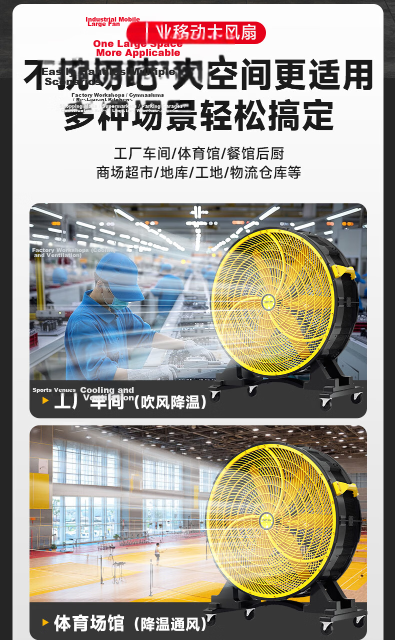 SAST High Airflow Six-Blade Industrial Fan / Floor Fan / Industrial Ventilator / High-Power Workshop AC Fan CG-1090Z 6