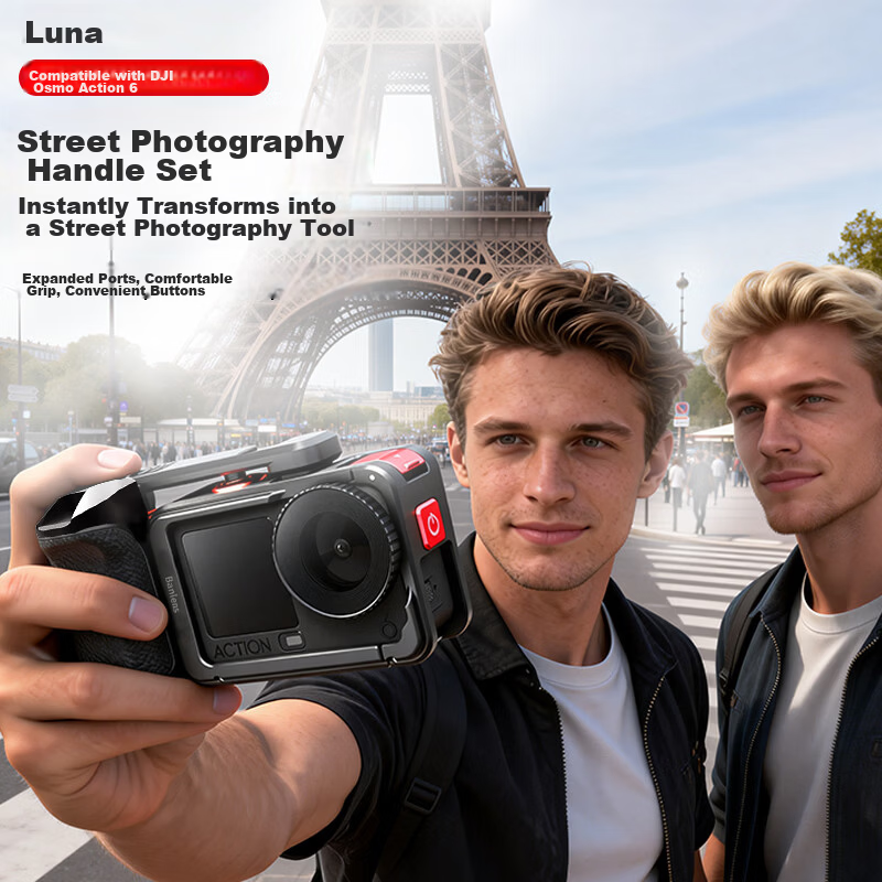 Luna Compatible DJI OSMO ACTION 6 Street Shooting Handle Set Sports Camera Metal Cage