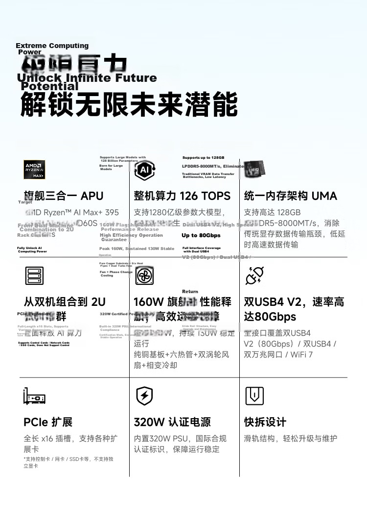 Mingfan N5 MAX AMD AI Max+395 64GB+128GB Mini Workstation Desktop Computer NAS High-Performance Enterprise AI PC with 10Gb Ethernet Port 5