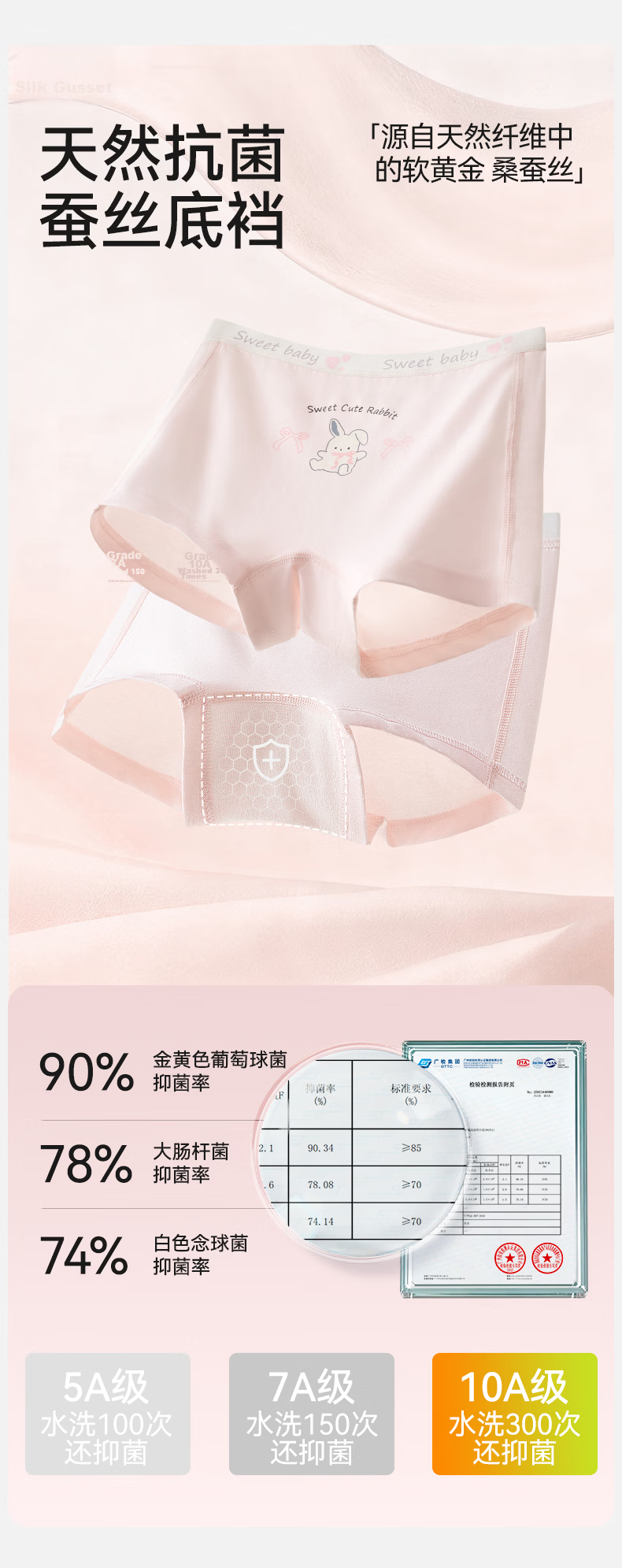 Mianqixiong Kids Cotton A-Class Silk Antibacterial Gusset Girls' Boxer Briefs for Children 3