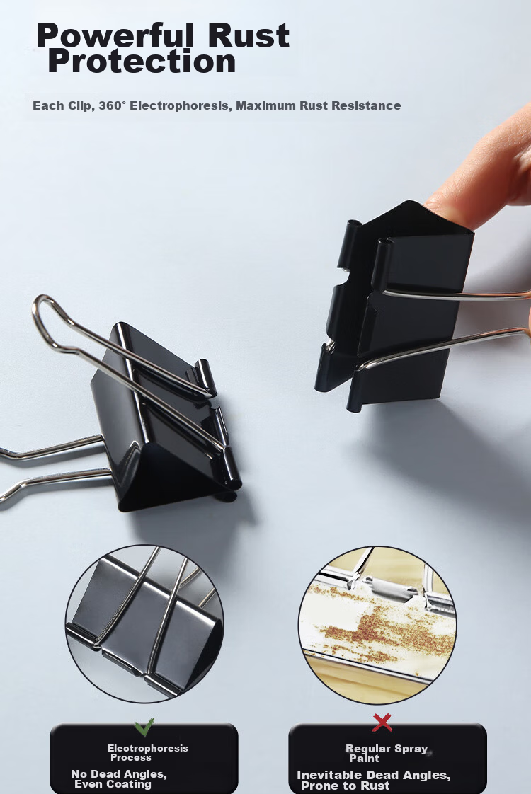 JD Jingzao No.4 Black Long Tail Clips Swallowtail Clips 25mm (48 pcs) Ticket Clips Phoenix Tail Clips Butterfly Clips Metal Document Clips 9