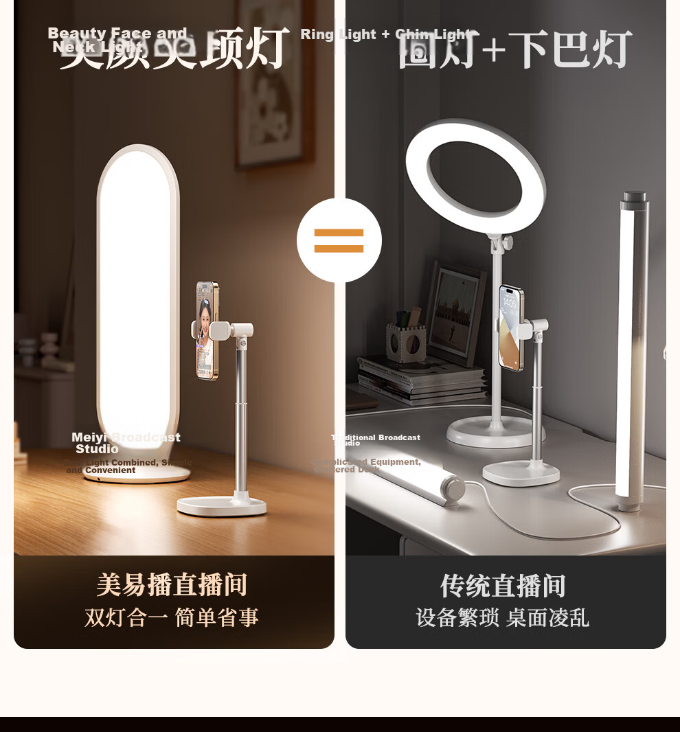 Meiyibo Live Streaming Fill Light Professional Studio Panoramic Moonlight Beauty Full Spectrum Soft Light Phone Photography Desktop Neck Light Indoor 4
