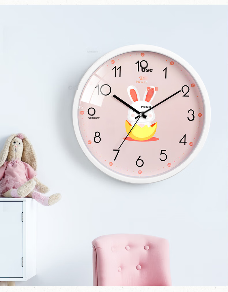 POWER Bawang Cartoon Creative Children's Wall Clock Slanted Student Learning Time Electronic Clock 30cm Dinosaur BW23043W8 13