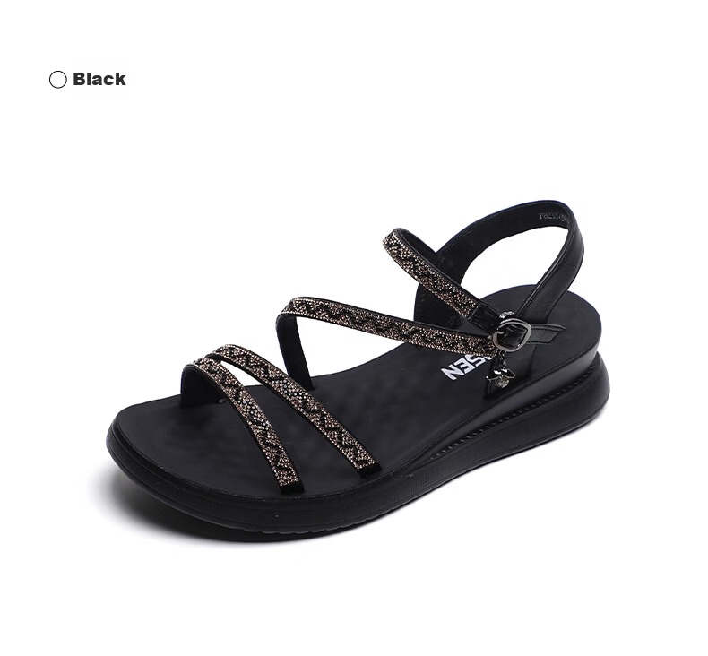MULINSEN Women's Summer Low-Heel Sandals, Outdoor Beach Shoes, Fairy Style Single Strap Platform Sandals, Beige, Size 38 28