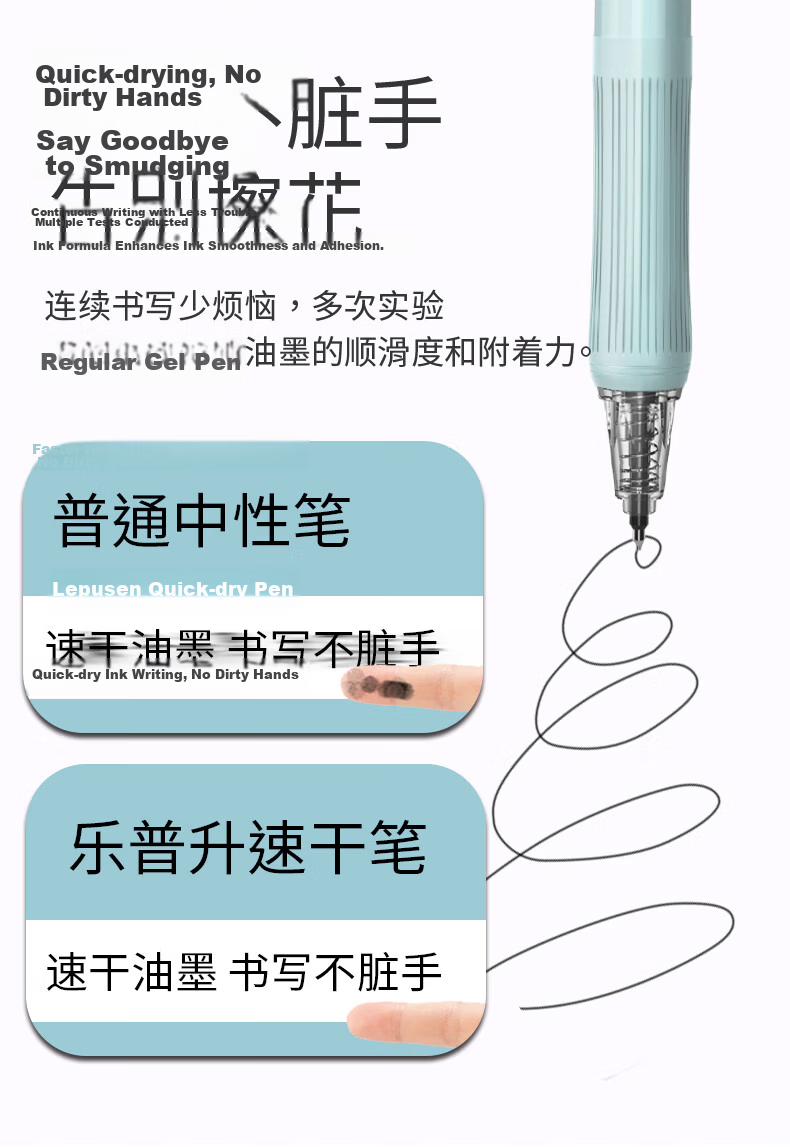 Lepusheng Gel Pen, Retractable, Direct Liquid Quick-Drying Signature Pen, 666 Exam Writing Pen, Student Pen Refill, 0.5mm Black, Office Supplies, 666 Green + 5 Refills, 6201S 10