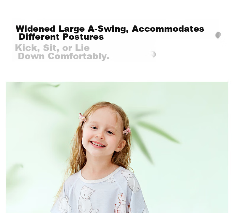 Betis Kids Summer 2026 Yokes Silk Sleepwear Boys Girls Short Sleeve Cool Nightgown 21