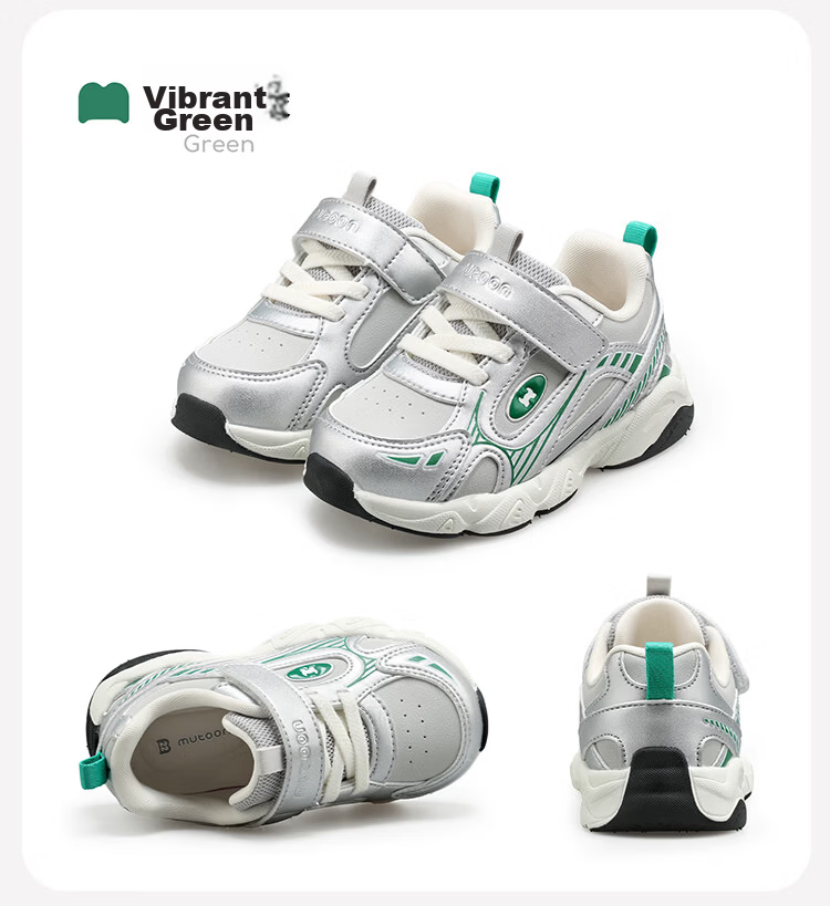 Mutong Kids Sports Shoes Spring Autumn Boys Retro Silver Trendy Running Mesh Casual Shoes Girls Sweet Cool Purple Size 29 44