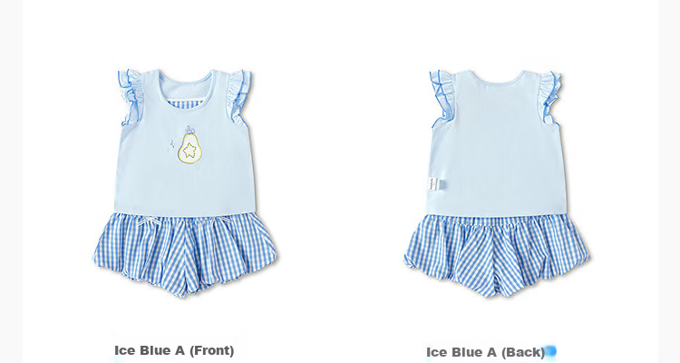 Balabala Girls' Short Sleeve Set Children's Baby Two-Piece 2026 New Summer Delicate Ruffle T-Shirt and Pants Sweet Style 35