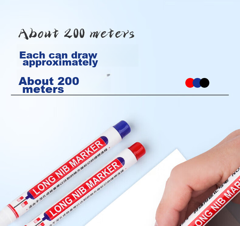 DiLe Long-Tip Marker Pen, Oil-Based Line Marker, Specially Designed for Tiles And Carpentry, Construction Site Use, Extended Deep Hole, Fine Line Drawing, Waterproof And Oil-Resistant Marking Pen, XN-317 Mixed Colors, Pack of 6 8