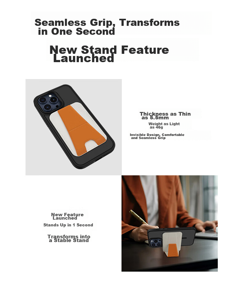 LALO Cardless Quick Swipe Magnetic Card Holder Phone Stand Invisible Desktop Ultra-thin Access Card Holder for Bus and High-speed Rail 9