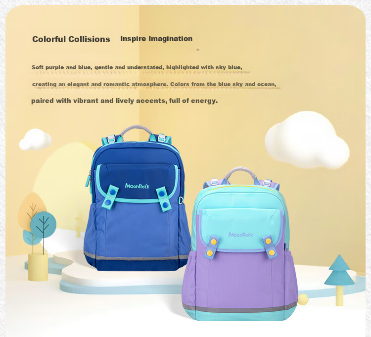 MoonRock Kids Backpack for Grades 1-3, Lightweight Ergonomic Waterproof School Bag, Light Purple 5