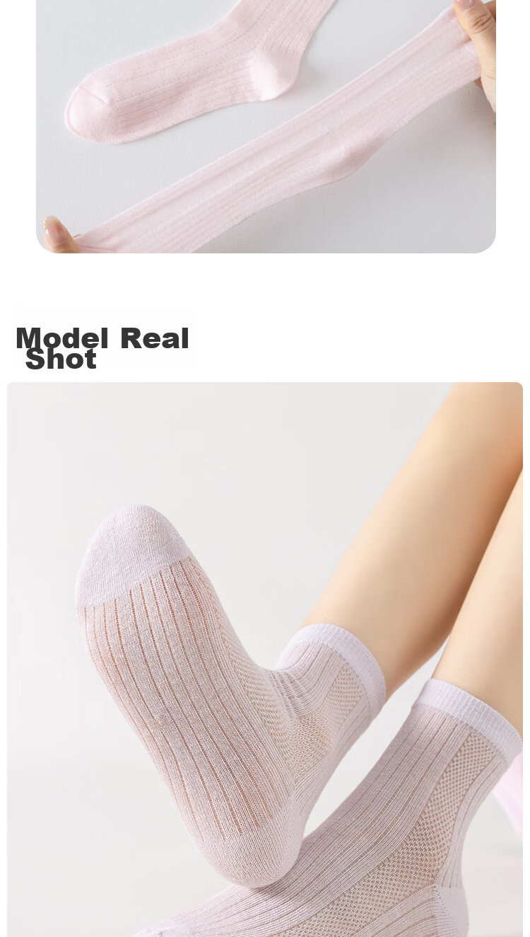 MiiOW Children's Socks, Girls' Summer Socks [Woven Mesh + Ultra-Thin Breathable], Mid-Calf Socks for Baby Girls, Cotton Thin Socks 12