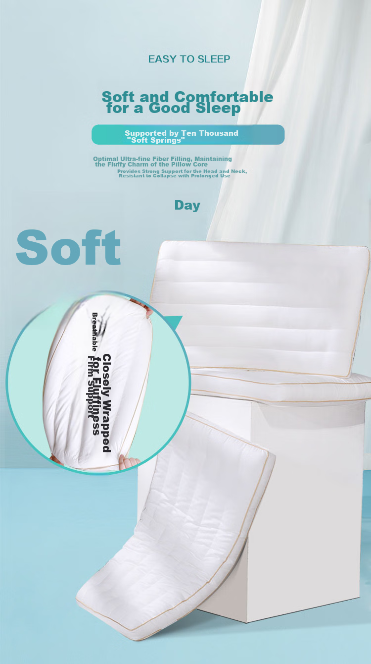 FUANNA Home Textile Pillow, Anti-Mite And Antibacterial, Washable Pillow Core, Low Pillow, Pure Cotton Fabric, Hotel Pillow Insert, 70*45cm, L 5