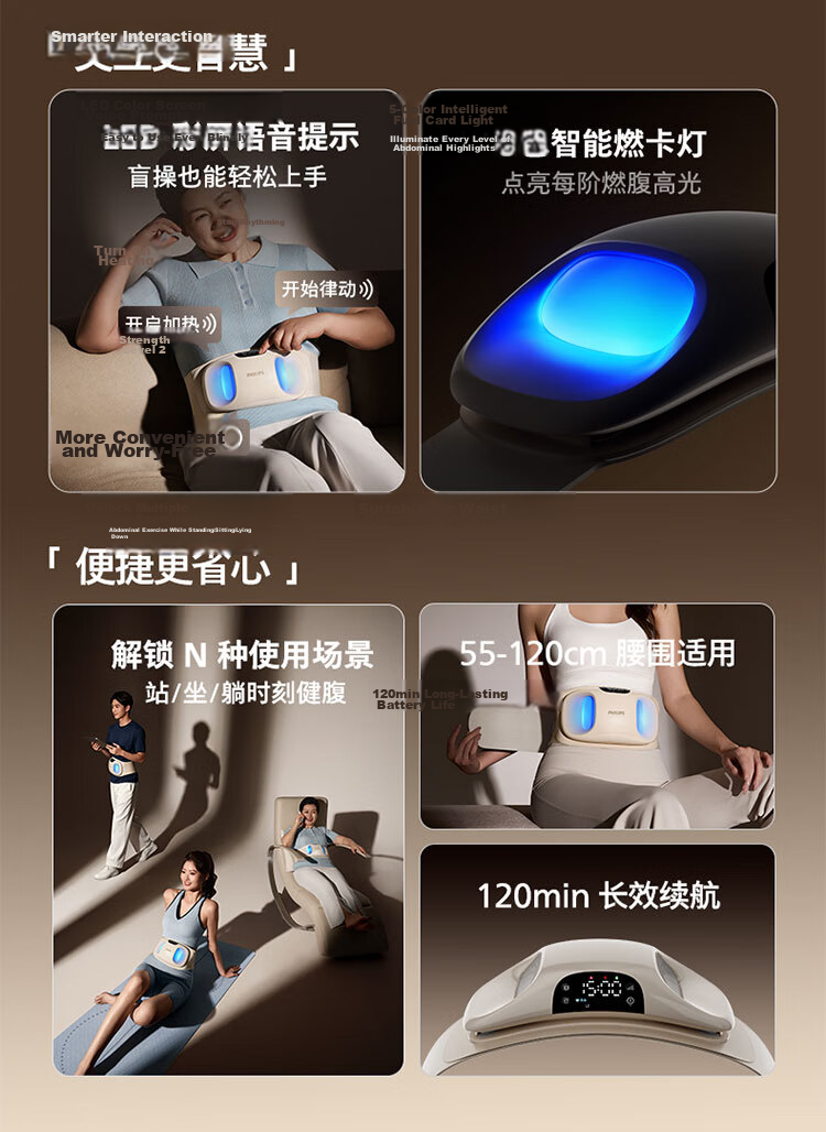 PHILIPS Fascia Ring Fat Burning Machine Abdominal Fat Burner Slimming Sweat Waist Belt Shaking Belly Device Lazy 3201D 4