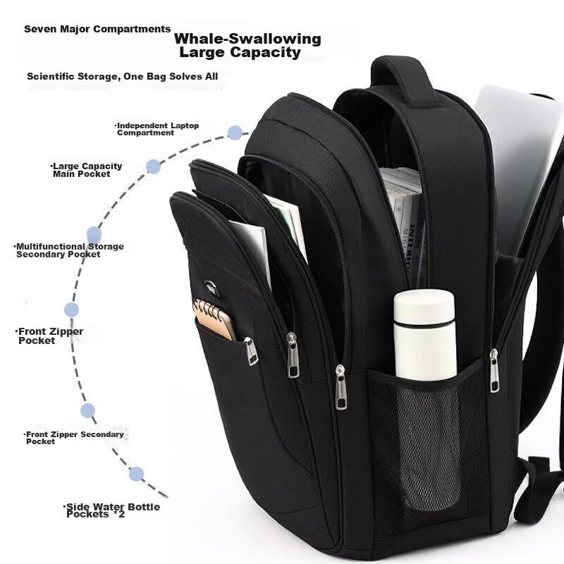 Warrior Large Capacity Men's Backpack Student School Bag Commuter Casual Business Travel 17.3-inch Laptop Bag 5