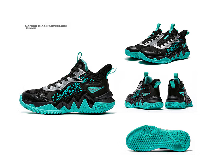 361° Warrior Kids Basketball Shoes 25-Year Four-Season Training Youth Hardcourt Durable Basketball Shoes Green Size 39 24