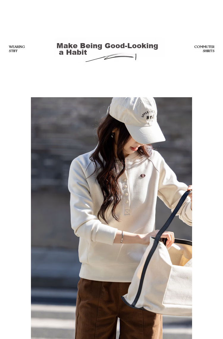 Demana Practicalism Spring Urban Style Henley Collar Small Leather Label Raglan Sleeve Slimming Concealment Jacket for Women High-End Feel 11