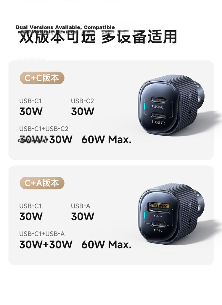 BASEUS Car Charger Dual Port 30W Super Fast Charging Cigarette Lighter Adapter Converter for Apple 17 Huawei Xiaomi C+C Dual Port 10