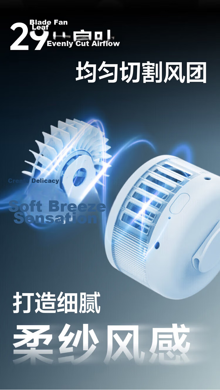 Beneunder Summer Portable Outdoor Neck Fan USB Mini Fan Ultra-Light Cooling Glacier White 9
