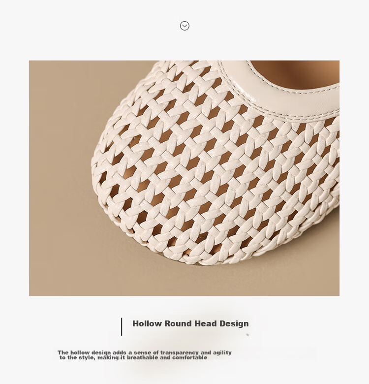 ZHR Women's Hollow Breathable Woven Mary Jane Shoes EH200 Beige Size 38 10