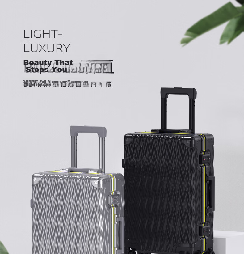 SUMMIT 20-inch Aluminum-Magnesium Alloy Luggage Full Metal Business High-End Travel Suitcase Pressure-Resistant Silent Wheels Trolley Case Blue 3