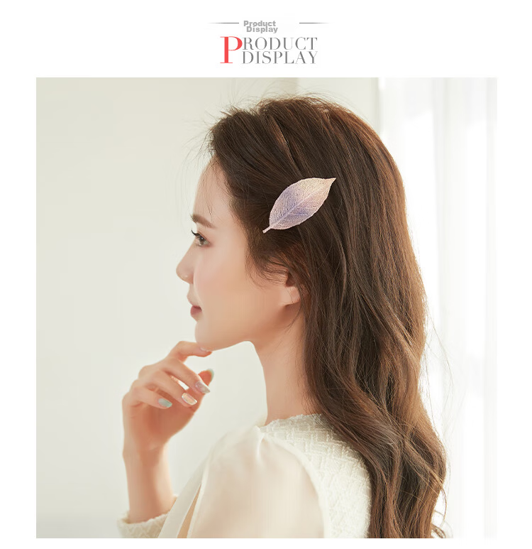 CHIMERA Leaf Embroidered Handmade Hair Clip Barrette Side Bang Hairpin Hair Accessory for Women Qixi Festival Gift 3