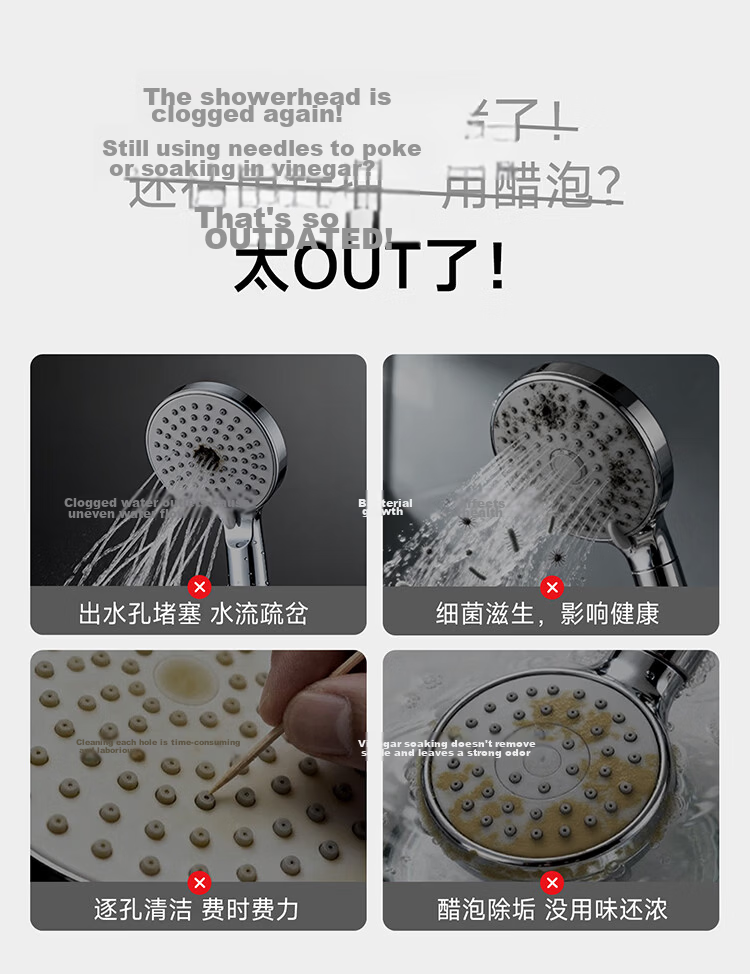 ARROW Silver Pressurized Handheld Shower Head, Home Bathroom Shower Sprayer, Single Spray Head 6