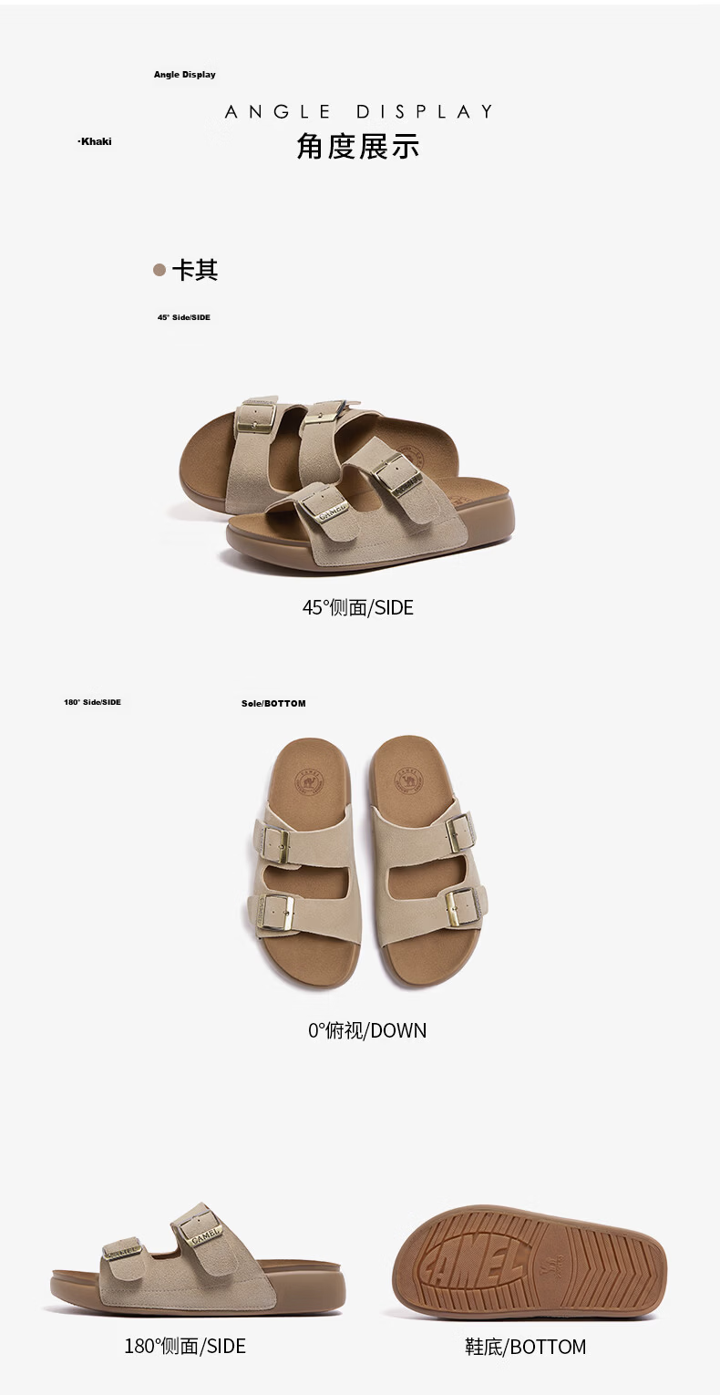 CAMEL Birkenstock Style Women's Casual Versatile Outdoor Slide Sandals L26M504022 Blue (Suede) Size 36 8