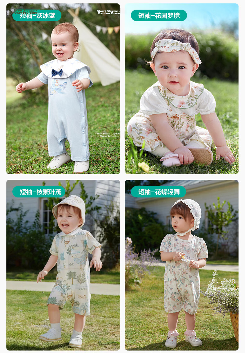 PurCotton Baby Clothes Summer Thin Newborn Romper Girls Crawling Suit Short Sleeve Garden Purple Size 73 20