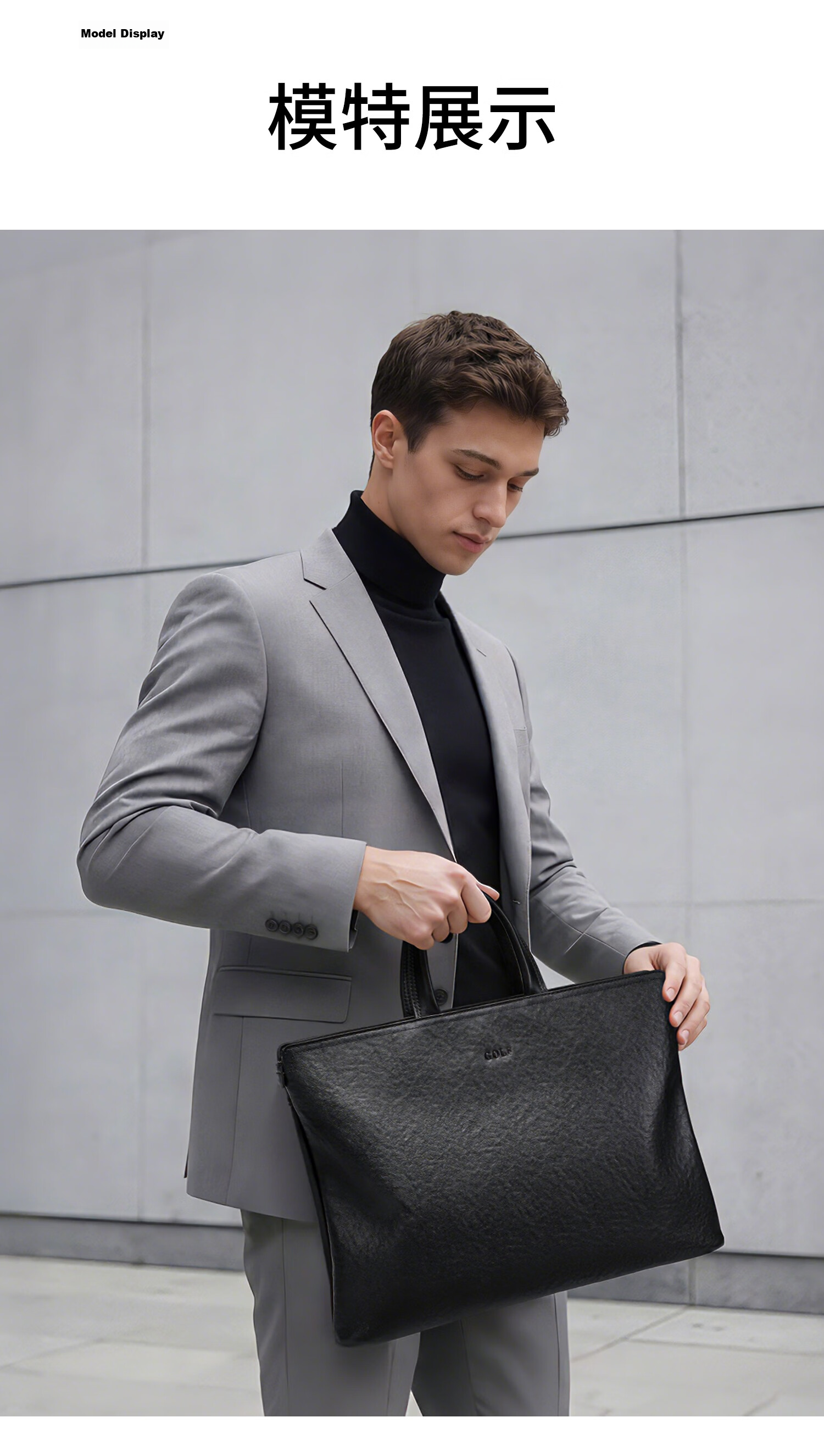 GOLF Men's Briefcase First Layer Cowhide Handbag 13.3/14 Inch Laptop Bag Business Document Bag 16