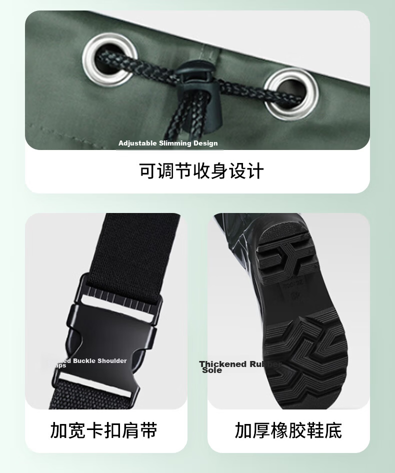BOLOLANZHI Thickened Waterproof Overalls Rain Pants Water Shoes Full-body Waterproof Bib Pants Half-body Waders Fishing Pants 15