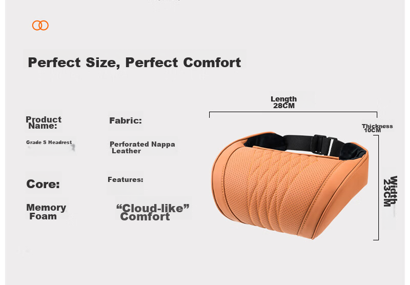 FHAO Car Headrest Pillow Comfortable Breathable Premium Neck Support Soft Cushion Seat Lumbar Pad for Mercedes BMW 16