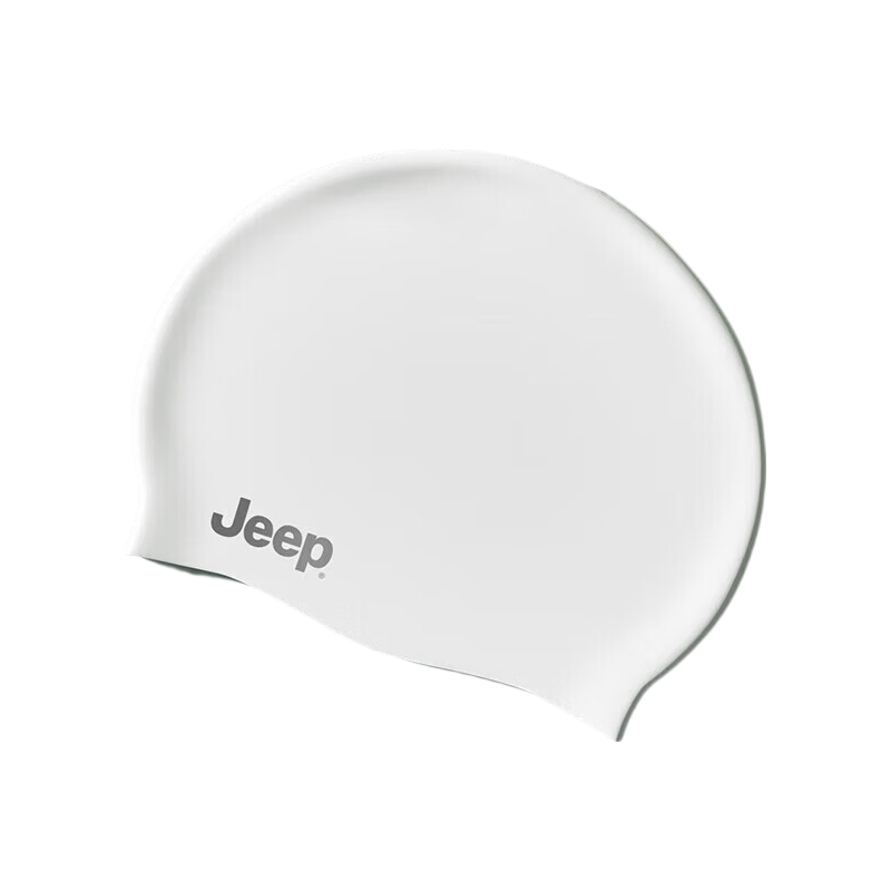 Jeep Swimming Cap for Men And Women, Silicone Professional Waterproof Non-Binding Enlarged Adult Children Swim Cap, Ivory White