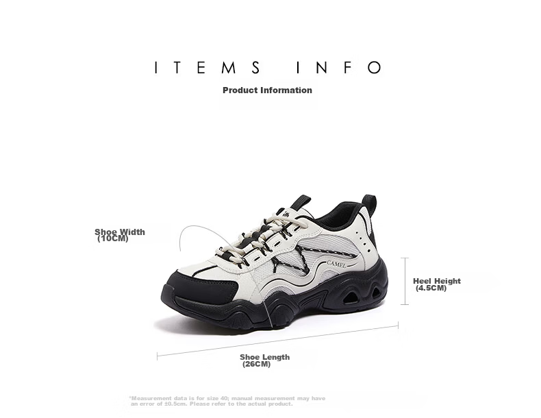 CAMEL Women's Cute Ugly Light Outdoor Casual Shoes Color-blocking Thick-soled Sneakers L26SXG3168 Off-white/Black Size 36 13