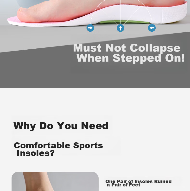 FOOTOPPO Sports Insoles for Men, Ultra-Soft Shock-Absorbing Insoles with Squishy Feel for Military Training, Basketball Shoes, Running Shoes for Men And Wome 3