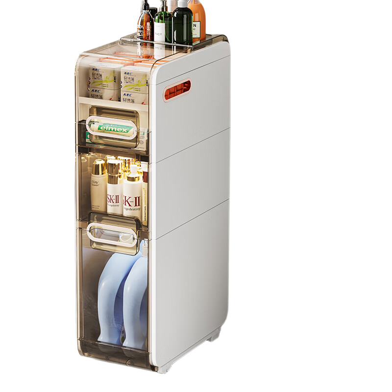 JEKO&JEKO Bathroom Storage Rack, Floor-Standing Gap Organizer Cabinet, Bathroom Supplies Toilet Gap Cabinet, 21.8cm 3-Tier